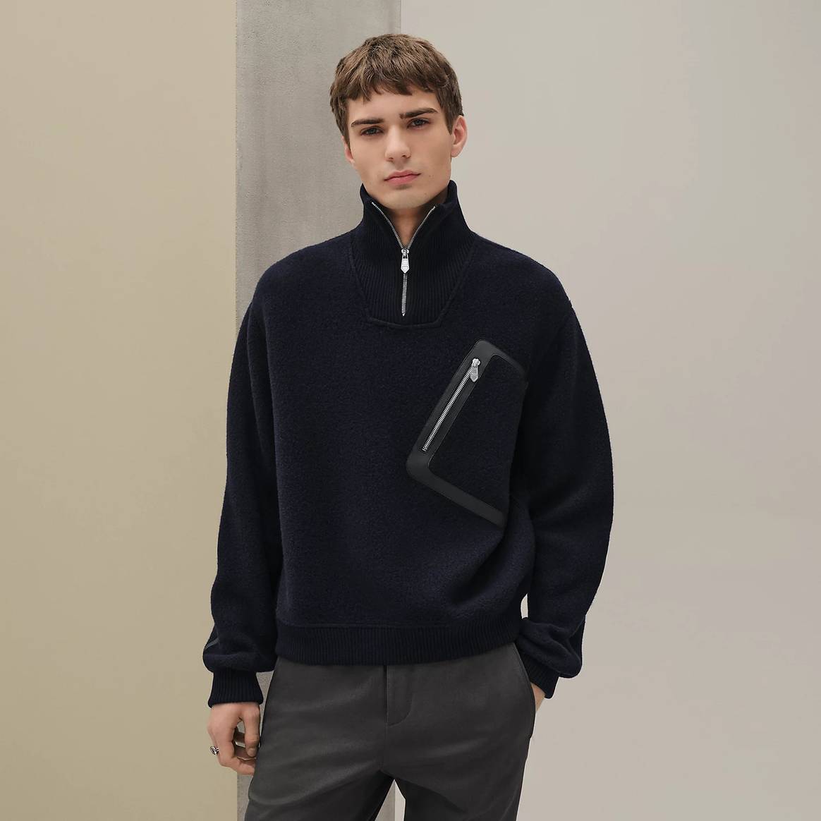 Hermès Full Zip Leather Sweater, AW 2025