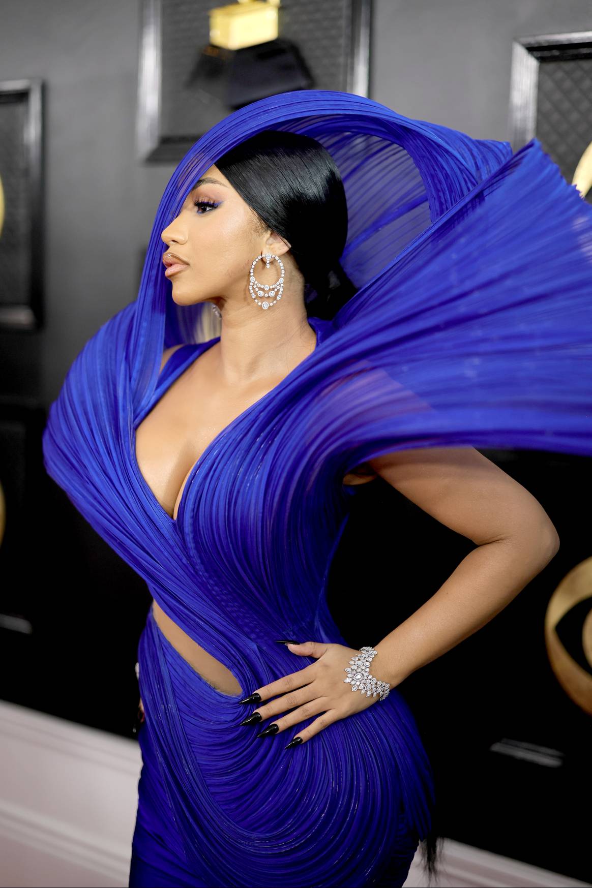 Cardi B wearing Gaurav Gupta and Messika at 65th Grammy Awards. Image: Messika