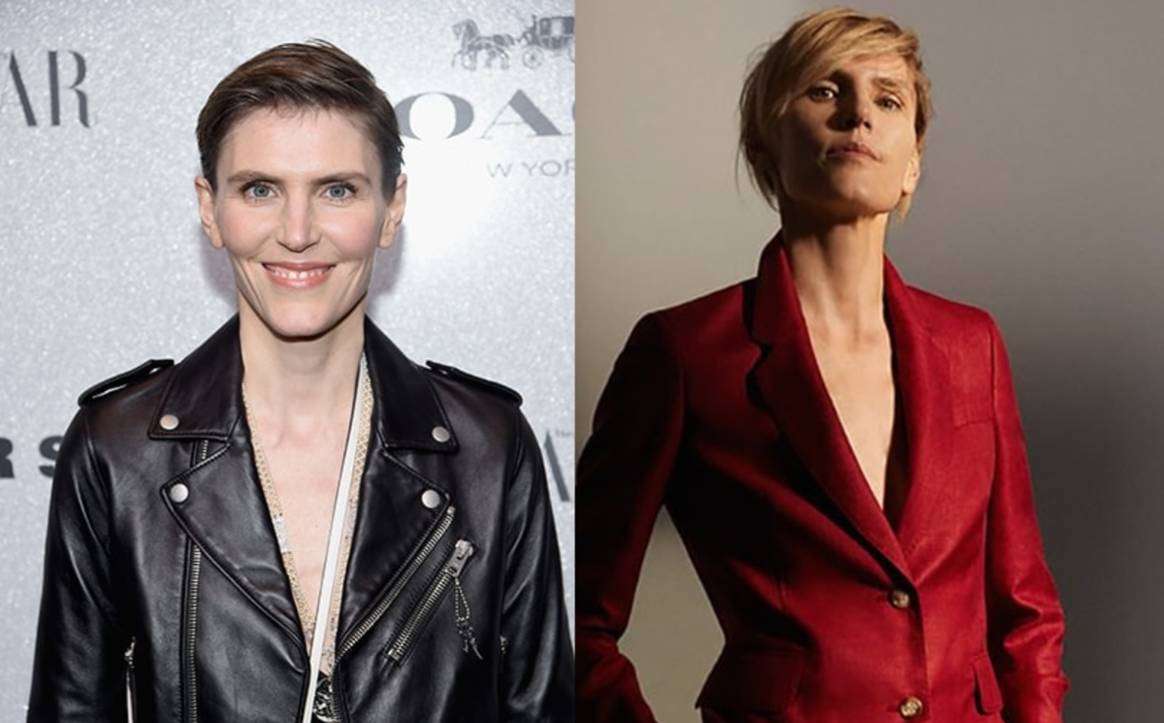 Izquierda: Gabriela Hearst. Foto: Jamie McCarthy / Getty Images vía AFP. Derecha: colaboración de Gabriela Hearst con MyTheresa en 2019. Foto: MyTheresa
