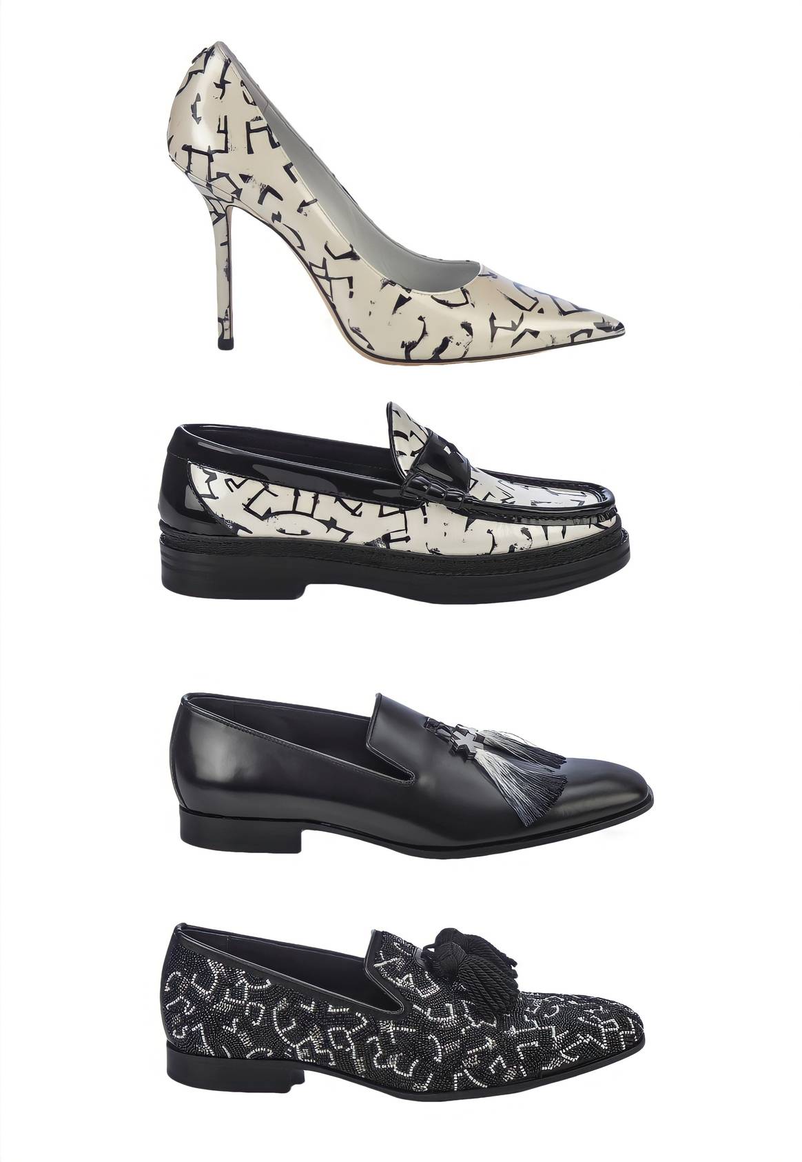 Imágenes por cortesía de Jimmy Choo (composición realizada por la autora del artículo, de arriba a abajo: EH P LOVE 100, EH P EZRA F, EH P FOXLEY Box Calf y Artwork)