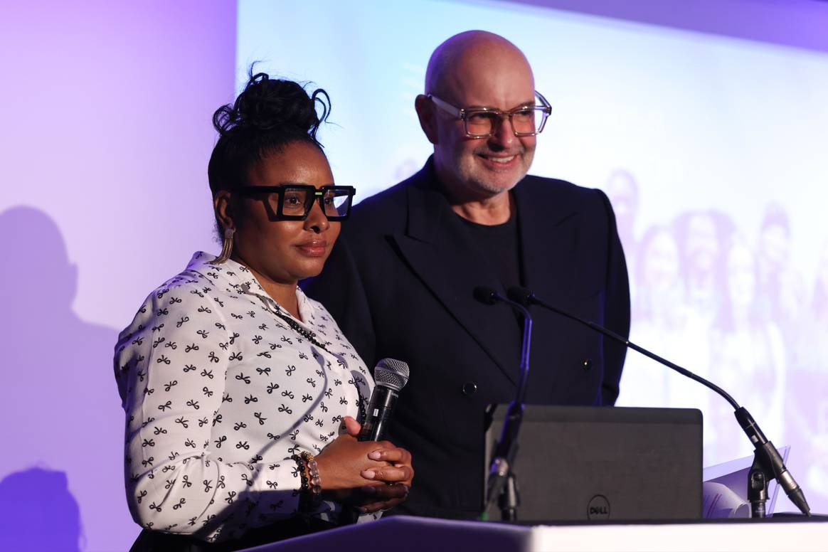 Sophie Johnson, head of the Business by Design Academy, and Neil Clifford, Kurt Geiger CEO, at the academy graduation ceremony.