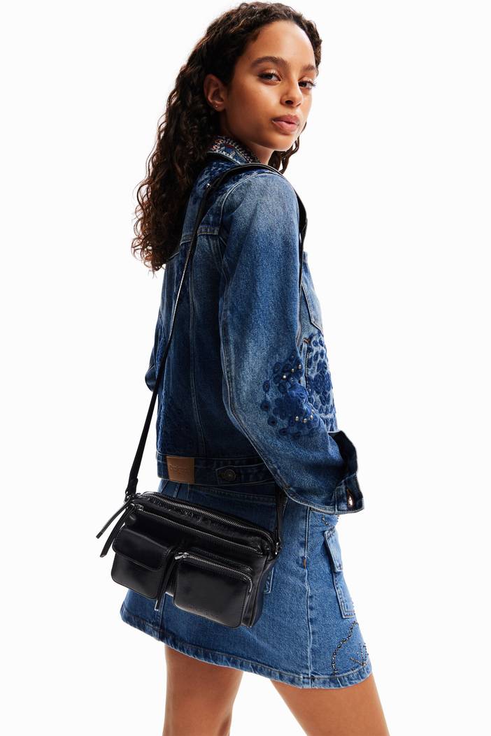 Small pockets leather crossbody bag | Desigual