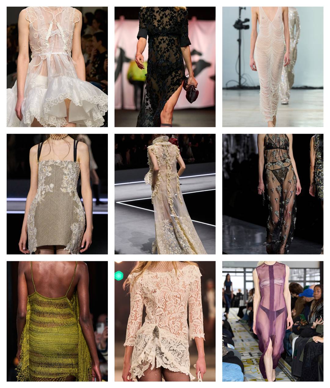 Cecilie Bahnsen FW25 - Rtw, Casablanca FW25 - Rtw, Giuseppe Di Morabito FW25 - Rtw on top.    Middle: Christian Dior FW25 - Rtw 2x, Dolce&Gabbana FW25 -   Rtw Bottom: Christopher Esber FW25 - Rtw Isabel Marant FW25 - Rtw & Burc Akyol FW25
