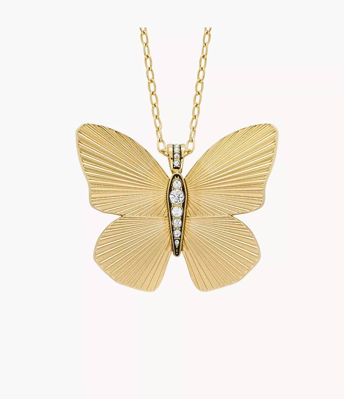 Butterfly Collection Gold-Tone Stainless Steel Pendant Necklace | Fossil