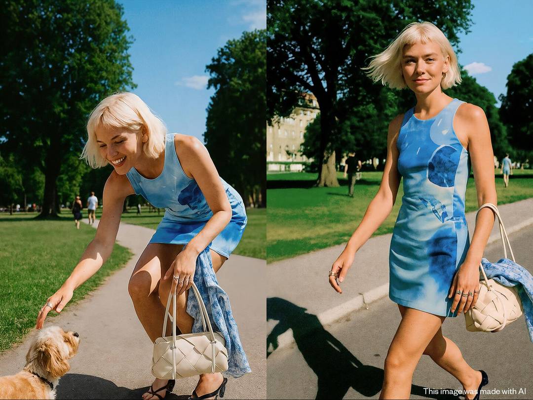 Deze afbeelding is gegenereerd met behulp van kunstmatige intelligentie door Neural Fashion voor de laatste campagne van Desigual.