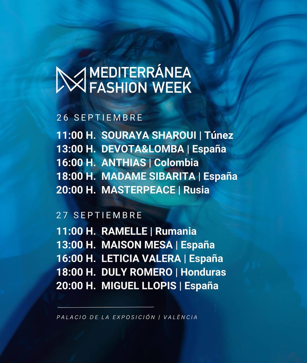 Cartel de la cuarta edición, segunda de 2025, de la Mediterránea Fashion Week, convocada en Valencia para los días del 26 y 27 de septiembre.