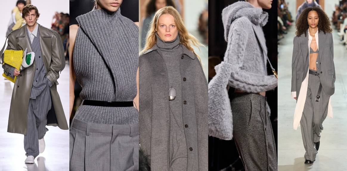 Grey at Bottega Veneta SS26, Victoria Beckham FW25, Michael Kors FW25, Victoria Beckham FW25, Michael Kors FW25
