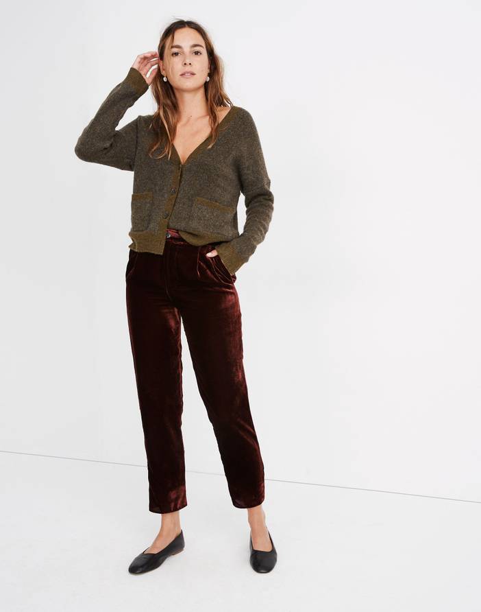 Velvet Tapered Pleat Pull-On Pants | Madewell