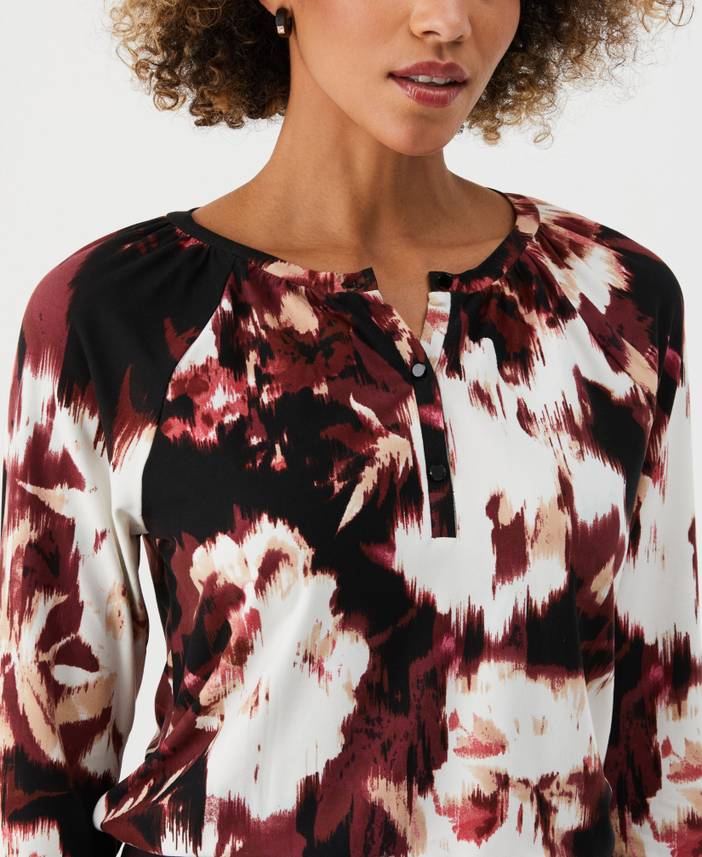 Women's Printed Henley Top | Ella by Rafaella
