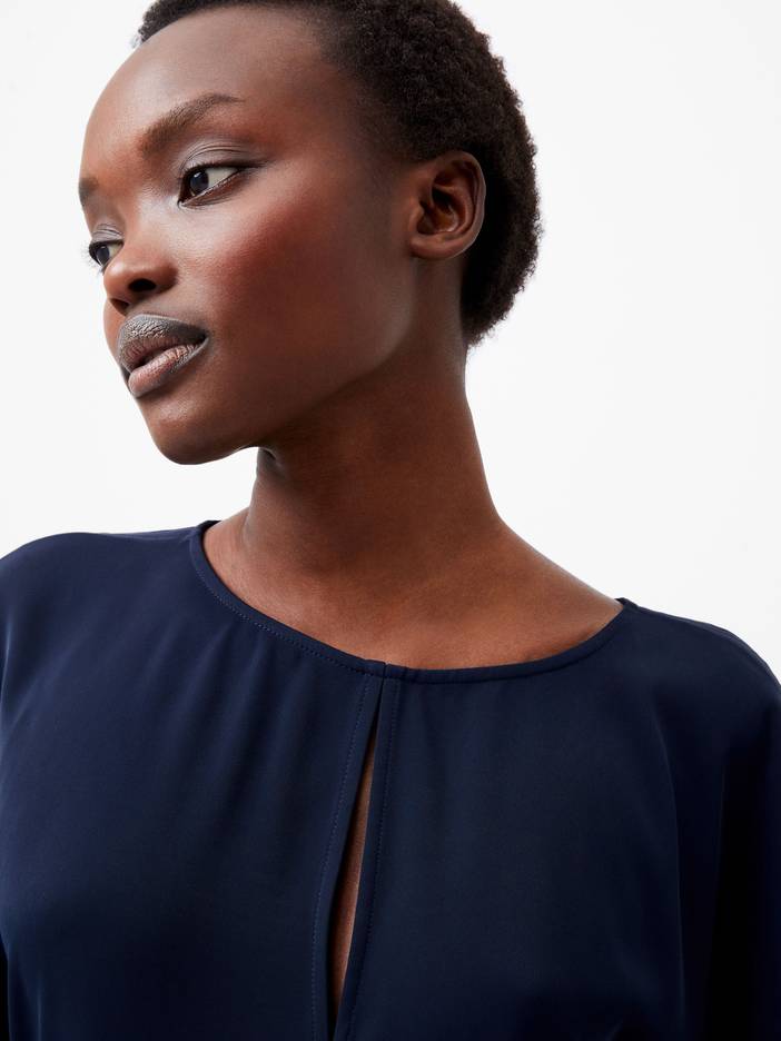 Carmen Recycled Crepe Batwing Sleeve Top Marine | French Connection