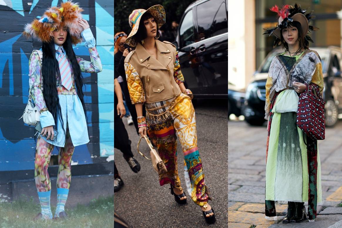 Wild hats at Milan Fashion Week street style.