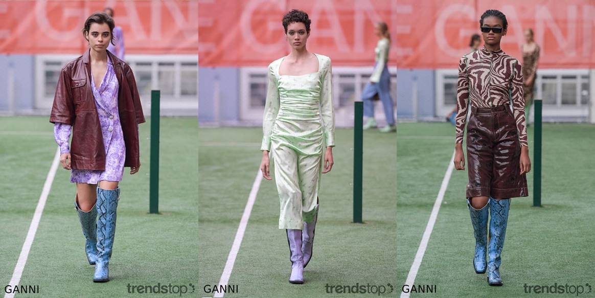 Bilder mit freundlicher Genehmigung von Trendstop, von
links nach rechts: alle Ganni, Frühjahr/Sommer 2020