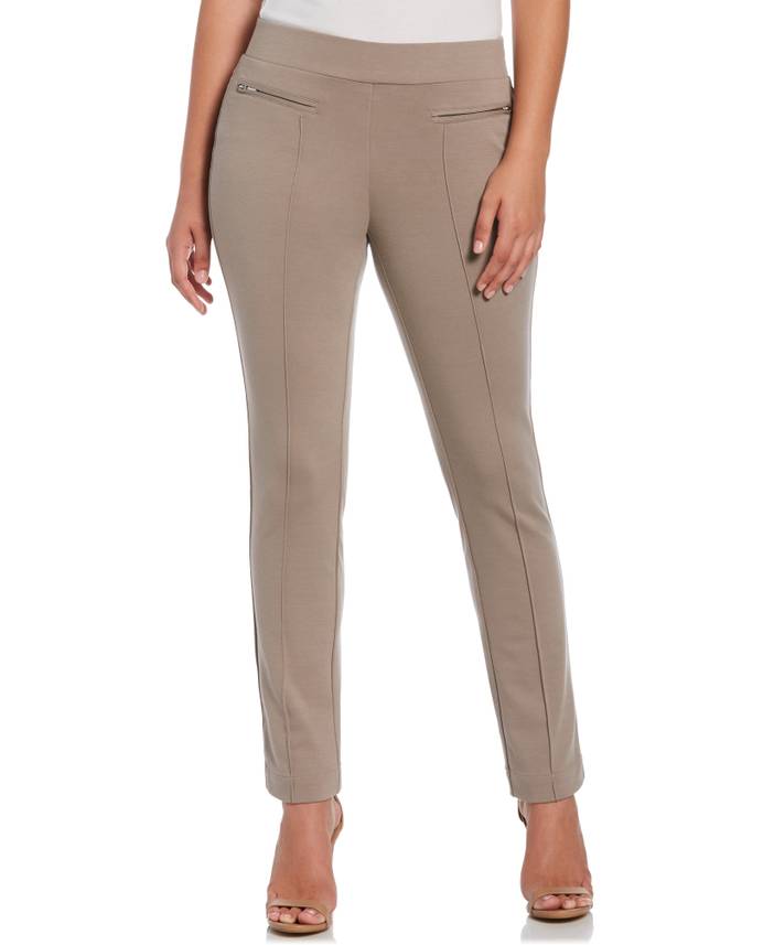 Women's Petite Ponte Knit Slim Leg Pants - Comfort Fit | Rafaella