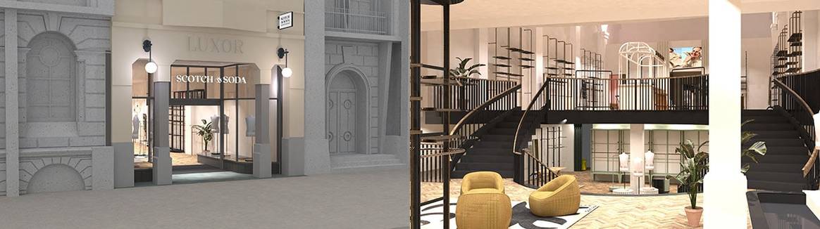 Renderings van de
flagshipstore in Den Bosch.