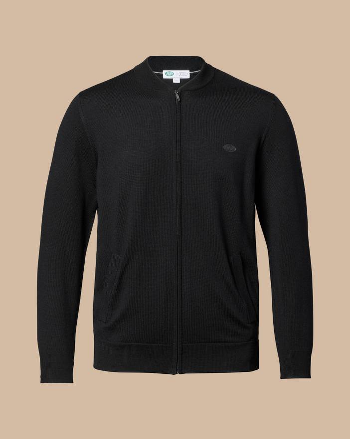 Men's Charles Tyrwhitt New York Jets Merino Zip Through Bomber | Charles Tyrwhitt
