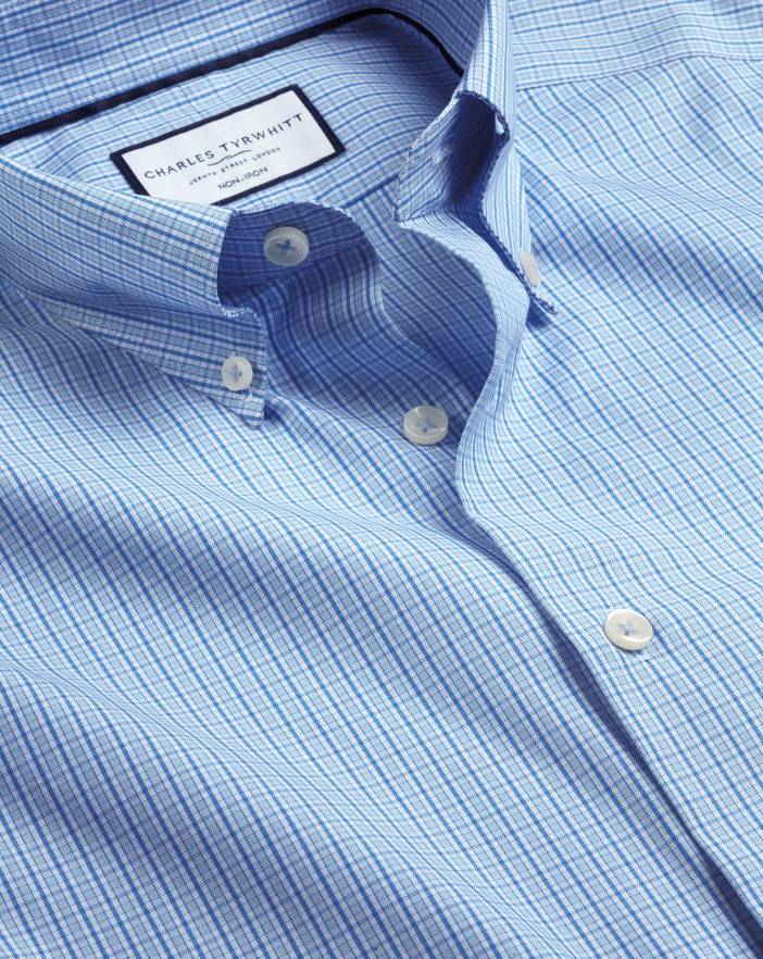 Men's Charles Tyrwhitt Button-Down Collar Non-Iron Checkered Oxford Dress Shirt | Charles Tyrwhitt
