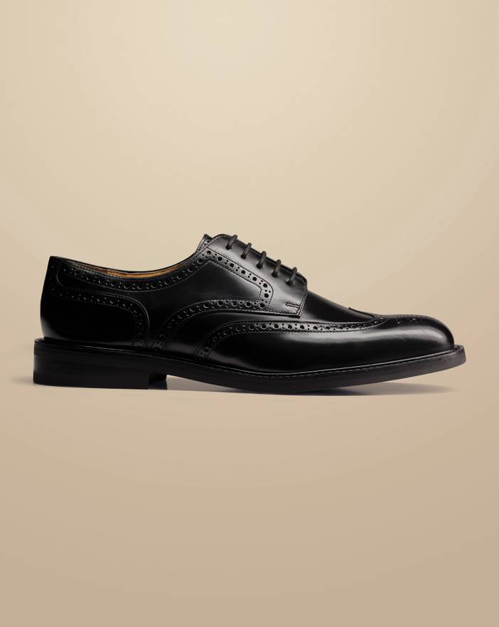 Men's Charles Tyrwhitt High Shine Derby Brogue Rubber Sole Shoe | Charles Tyrwhitt