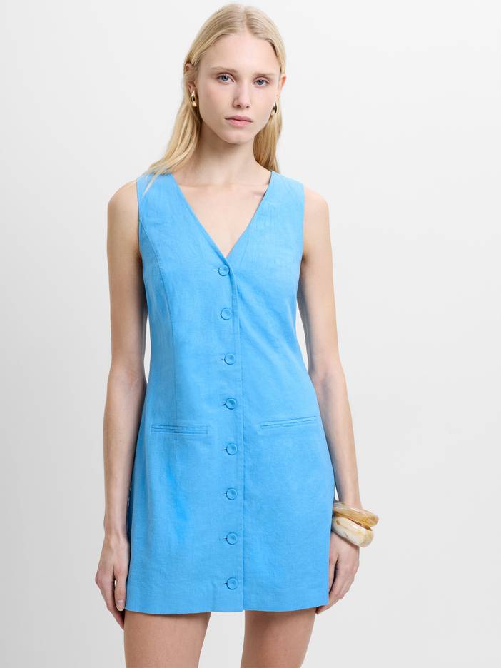 Aspen Linen Sleeveless A-Line Mini Dress Summer White | French Connection