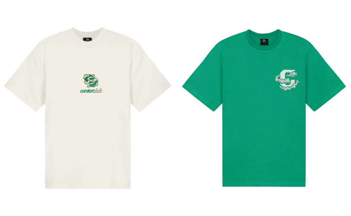 Celestial Logo Tee Off White & Celestial Cloud Tee Leaf Green.