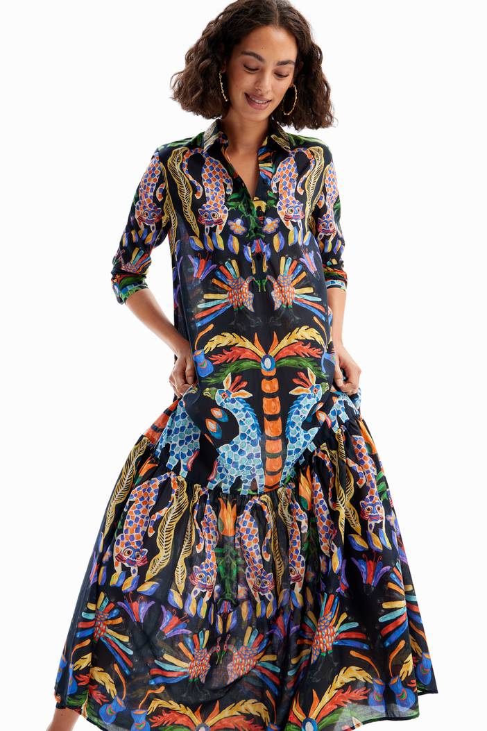 Stella Jean maxi shirt dress | Desigual