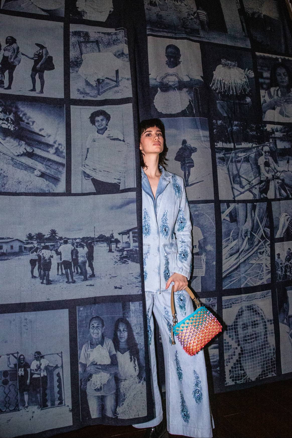 Brazil: Creating Fashion For Tomorrow exhibition at LFW (PatBo (denim suit), Irá Salles (Bag))