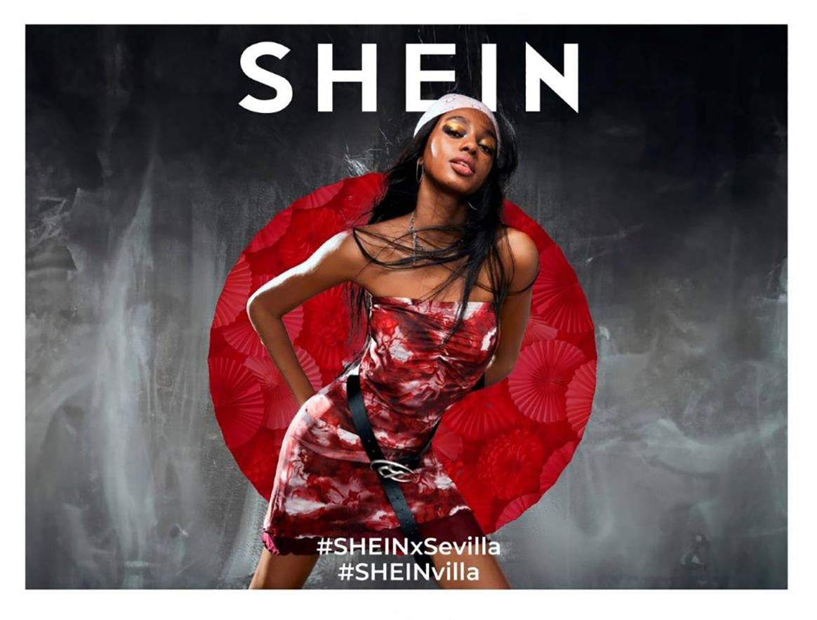 Cartel promocional de la apertura de la primera pop-up store de Shein en Sevilla.