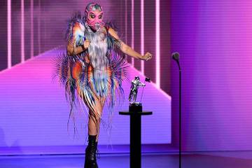 Lady Gaga wears Iris van Herpen as one of nine outfits during the VMAs