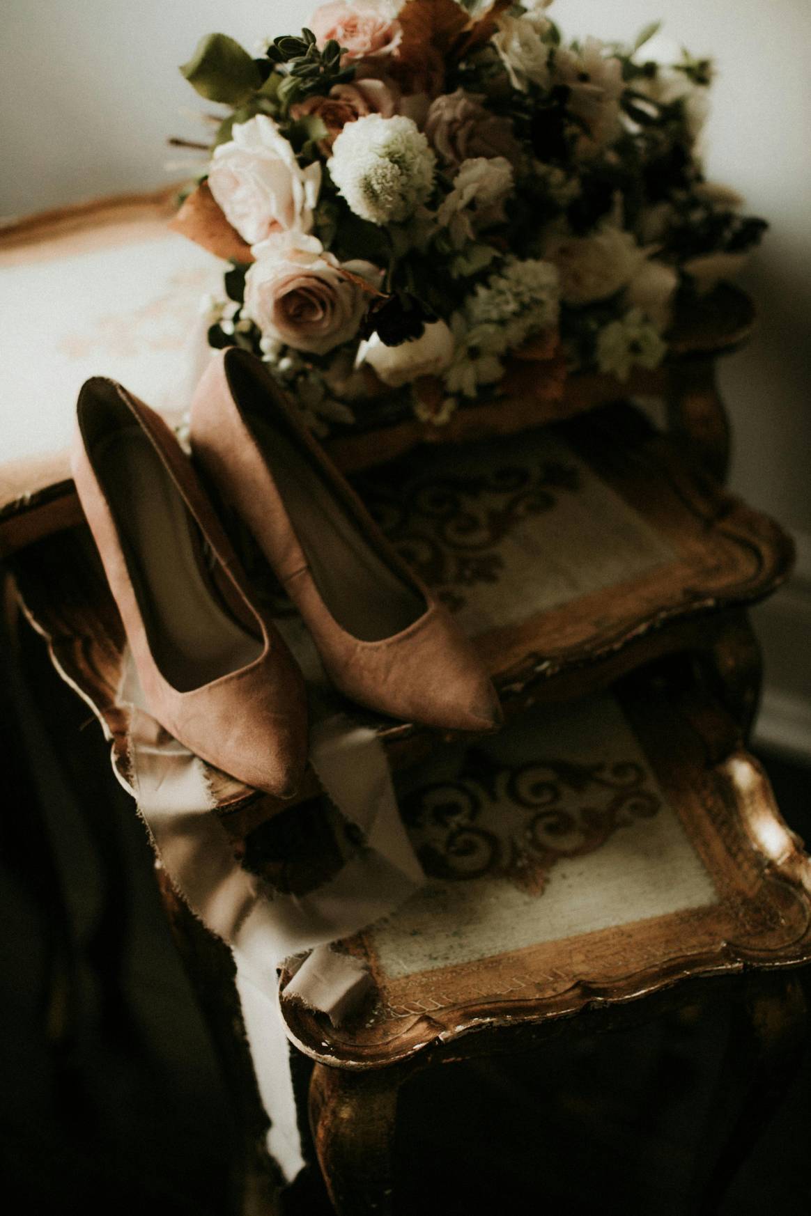 Brown florals and shoes