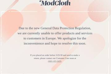 Modcloth stops all operations in Europe due to GDPR