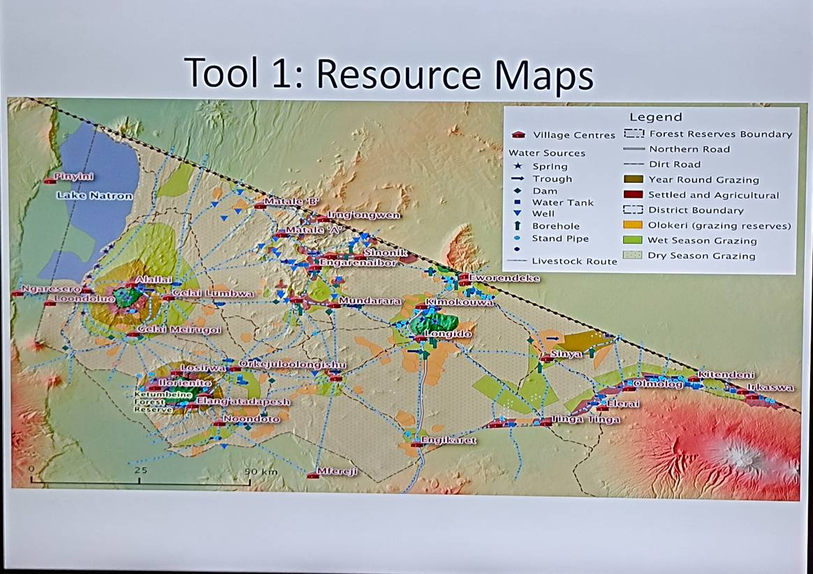 Eine detaillierte Karte verfügbarer Ressourcen in einem Baumwollanbaugebiet in Tanzania.