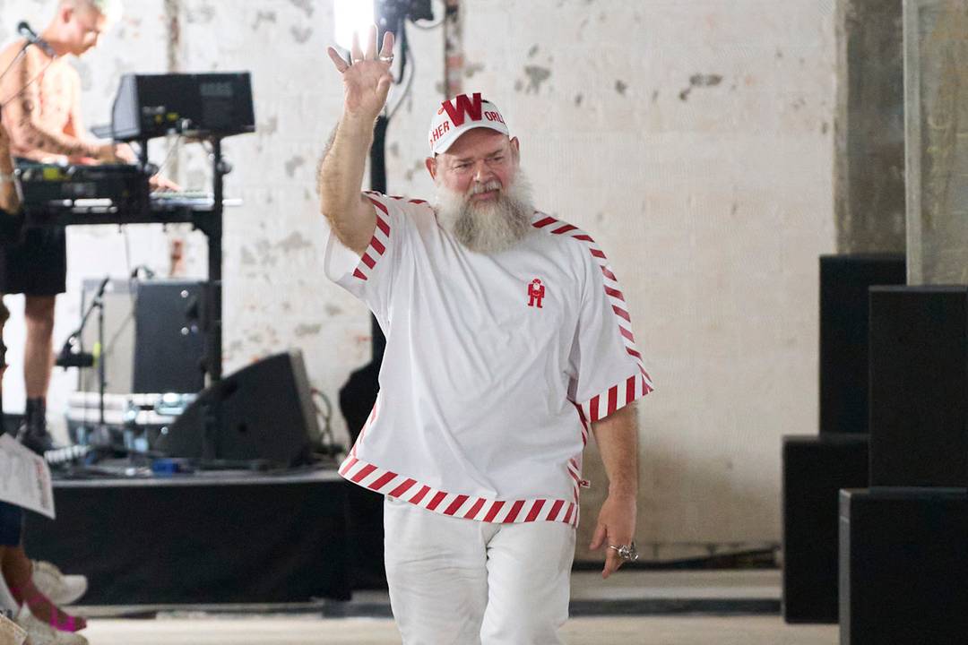 Walter van Beirendonck at the SS24 show of his brand.