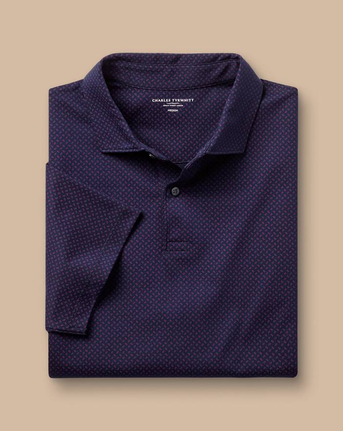 Men's Charles Tyrwhitt Performance Geo Print Polo Shirt | Charles Tyrwhitt