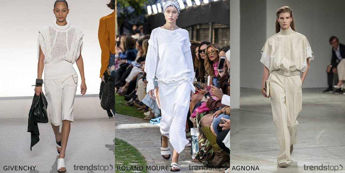 Beelden via Trendstop, van links naar rechts: Givenchy, Roland Mouret, Agnona, allen Voorjaar Zomer 2020.