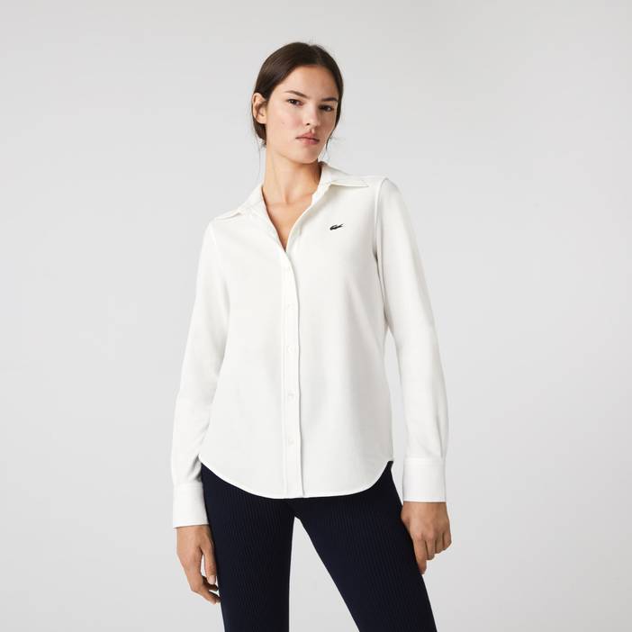 Damen Lacoste Bluse mit French-Kragen aus Baumwoll-Piqué | Lacoste