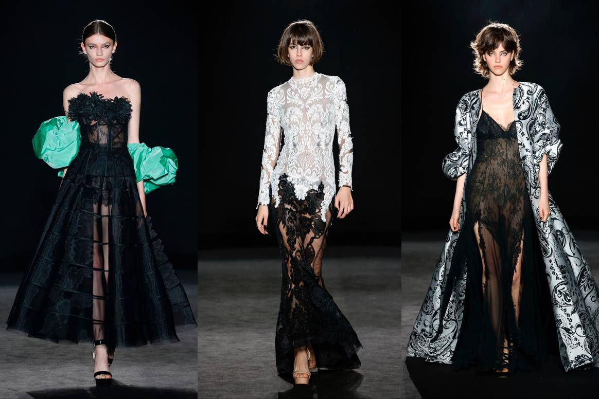 Imágenes de la colección Black Gofrado de Yolancris en 080 Barcelona Fashion, por cortesía de la organización