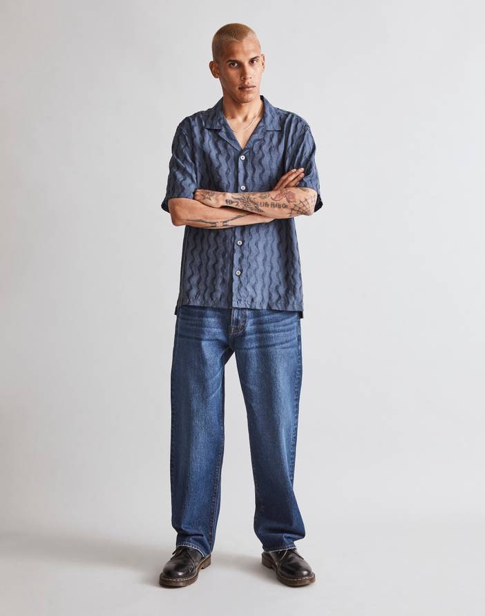 Boxy Short-Sleeve Shirt in Jacquard | Madewell