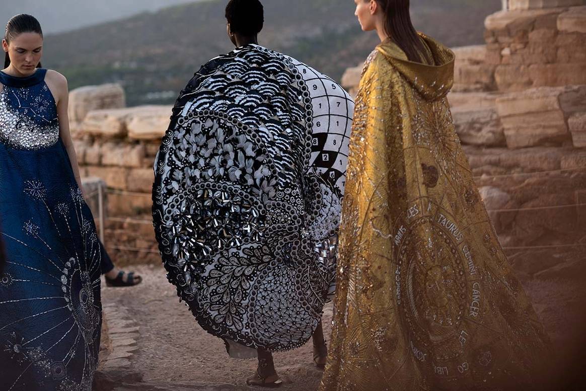 Mary Katrantzou SS20 show at Greece's Temple of Poseidon