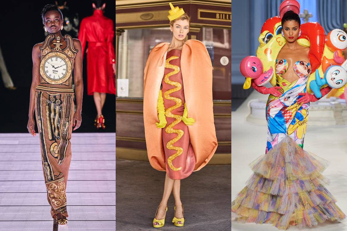 Moschino-Kollektionen: FW22, Resort 22 und SS23 (von links nach rechts). Fotos: Launchmetrics Spotlight