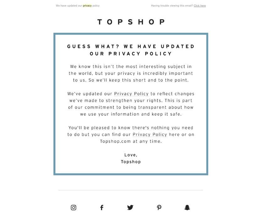 The best GDPR fashion emails asking you to 'Stay in Touch'