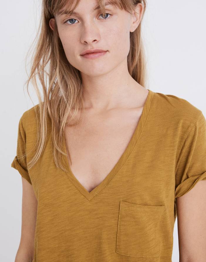 Whisper Cotton V-Neck Pocket Tee | Madewell