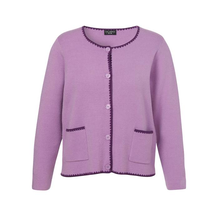 Klassisch kastige Strickjacke mit Kontraststreifen | Via Appia