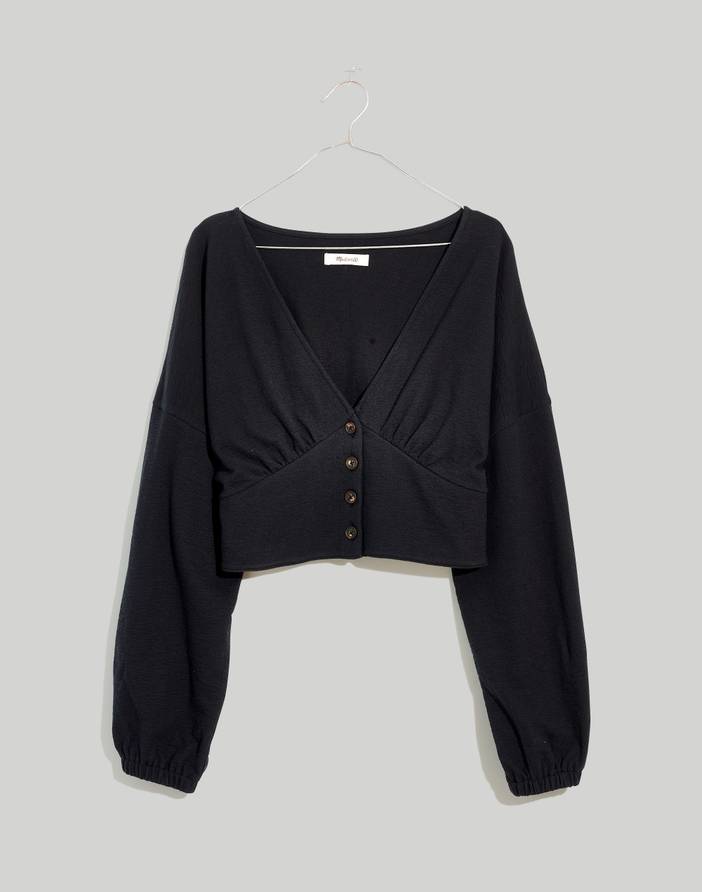 Deep-V Button-Front Crop Top | Madewell