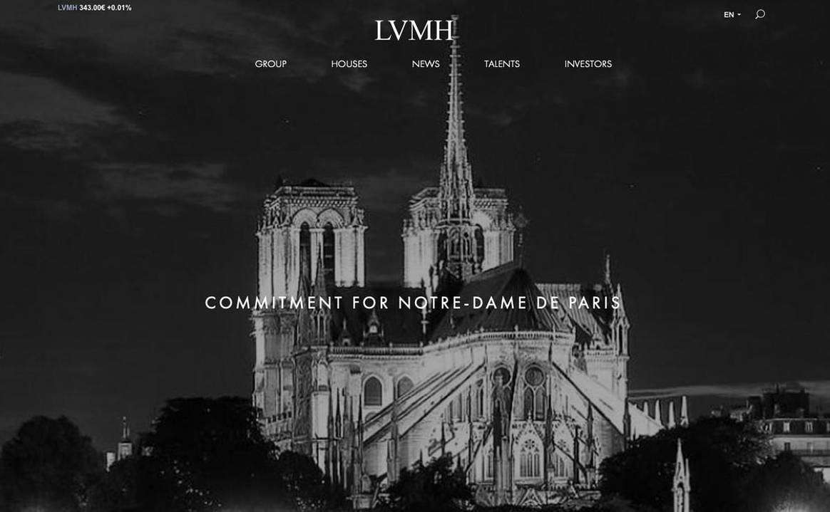 Foto: LVMH homepage (16 april 2019)
