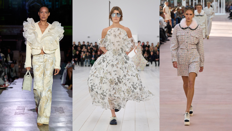According to Christine Boland the SS26 theme ‘Reconsidered Romanticism’, we are dealing with rebellious princesses, pirate queens and bohemian bandits.Who Decides War SS25, Loewe SS25, Chanel SS25.
