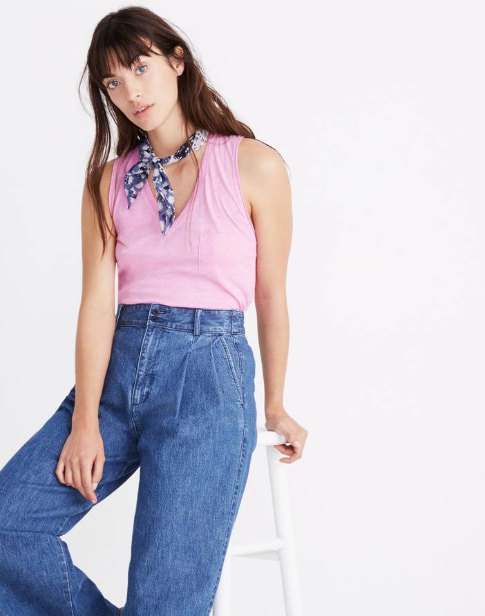 Whisper Cotton V-Neck Pocket Tank | Madewell