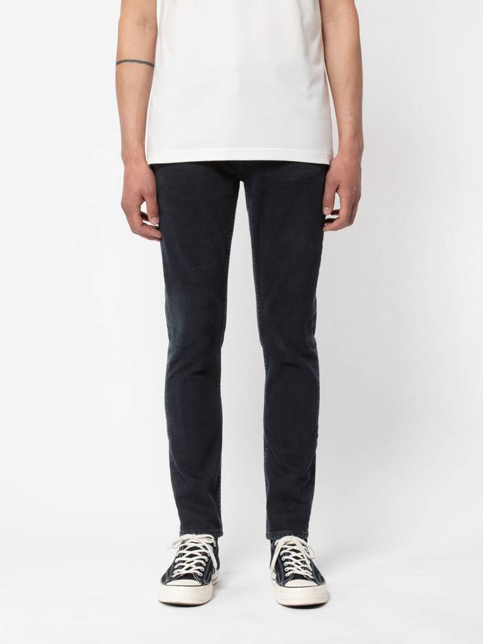 Lean Dean Black Skies Mid Waist Slim Tapered Leg Men's Organic Jeans W24/L28 Sustainable Denim | Nudie Jeans