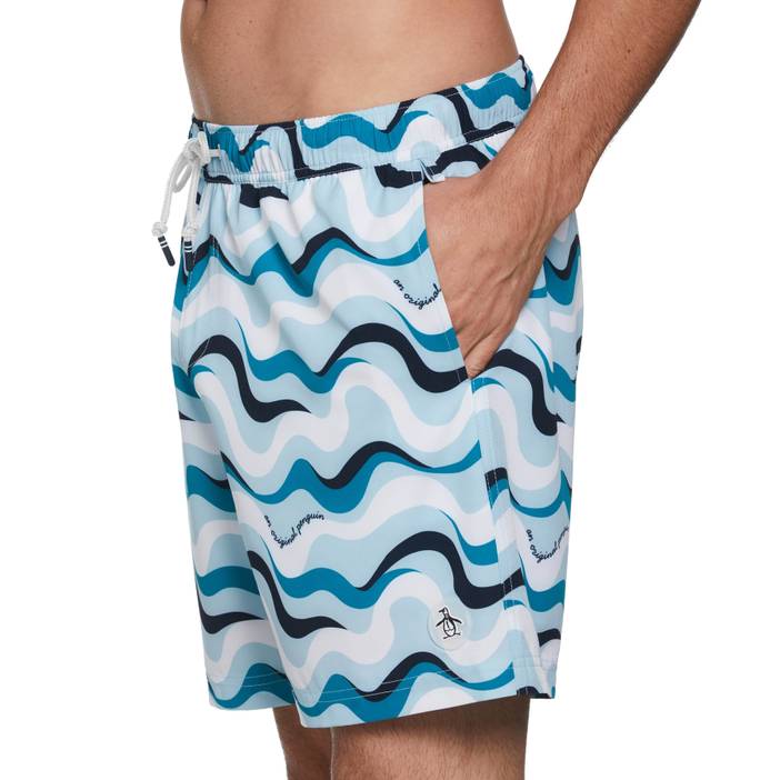 Men's Wave Print Swim Shorts | Original Penguin