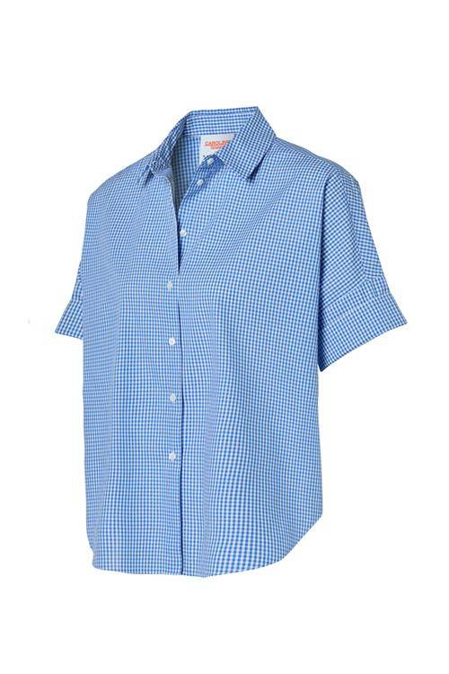 Caroline Tensen Leeds Oversized Check Blouse Wit / Navy | Mart Visser