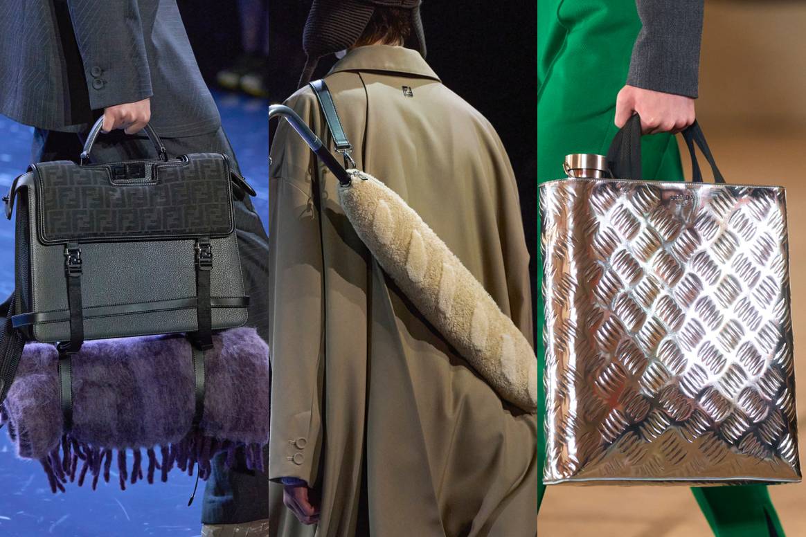 FW23 accessories Fendi (left and centre) and Prada (right). Photos: Launchmetrics Spotlight