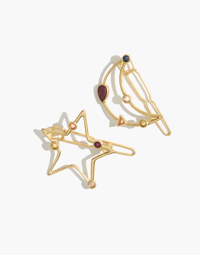 Two-Pack Finespun Moon and Star Hair Clips | Madewell display picture 2
